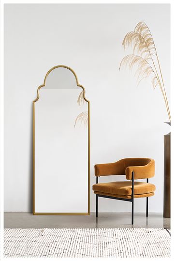 Spejl med guldfarvet ramme i jern 165x65cm